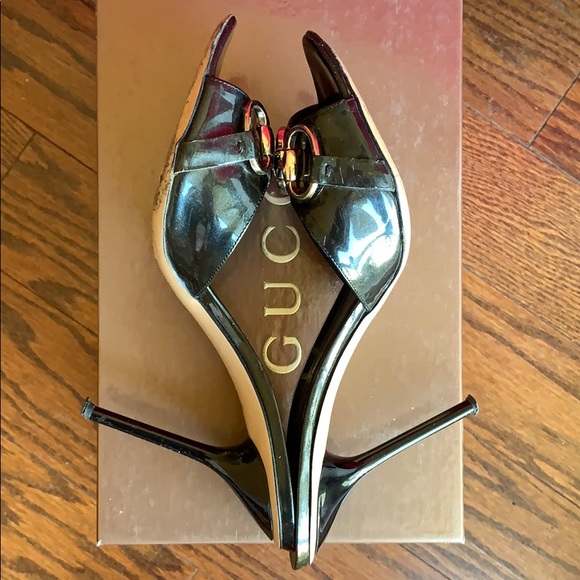 GUCCI sand pelle buckle leather slide stilettos - Picture 4 of 8